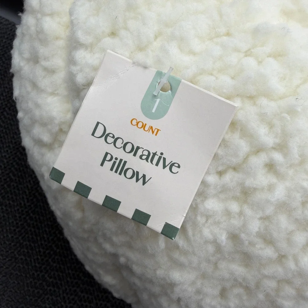 Target Cream Sherpa Decorative Ball Pillow 9 Inch Round Plush Accent Cream White